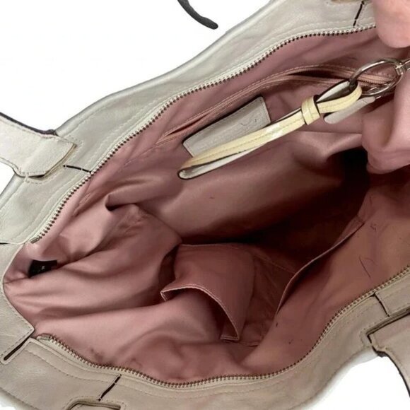 Coach 17041 Audrey Leigh Laser Cut Perforated Ivory Leather Tote Shoulder Bag - Picture 6 of 10